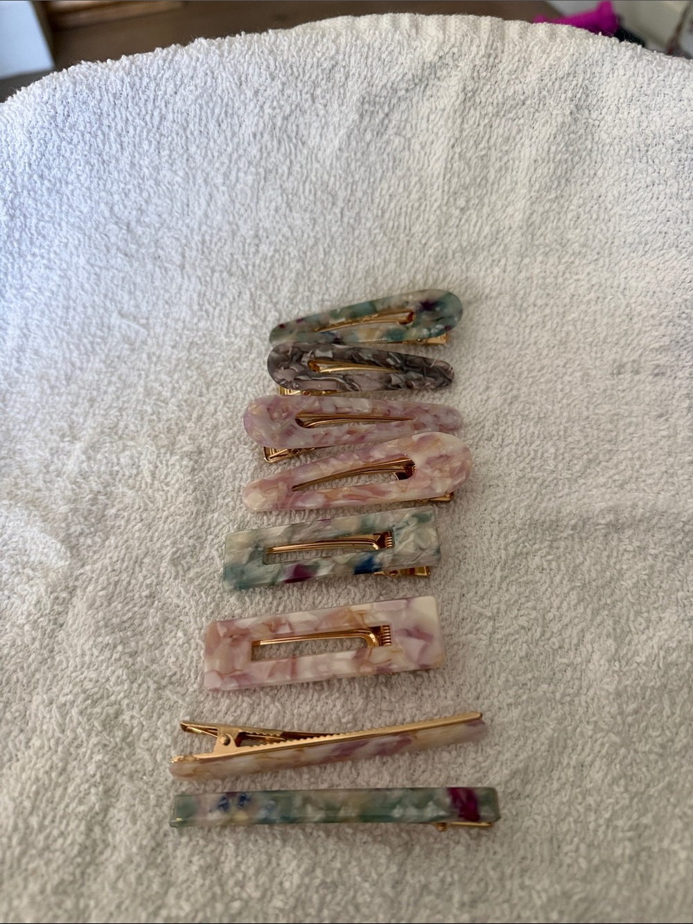 Marble Resin Multi-Color Hair Clip Set - Women Accessories